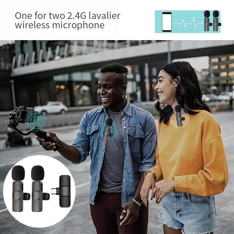 Wireless Lavalier Microphone for Cell Phone Noise Reduction Portable Audio Video Live Interview Recording For Android Type C Mic