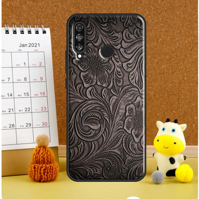 Brown Tooled Leather Pattern For Huawei Nova Y61 Y60 Y70 Y72 Y73 Y90 Y91 12i 11i 3i 7i 8i 9 10 SE P20 P40 P30 Lite Case