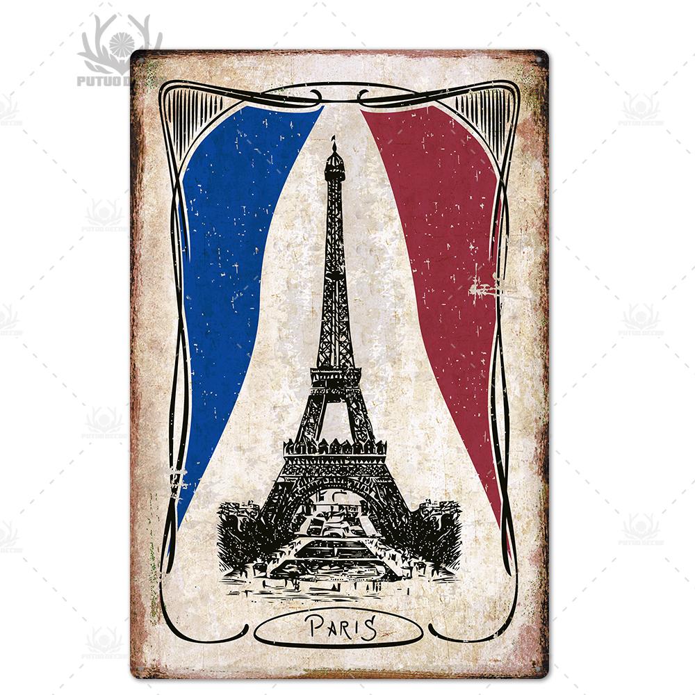 Decor Paris Vintage Tin Sign Plaque Metal Retro British Coffee Bar House Home Living Room Decorative Wall Poster