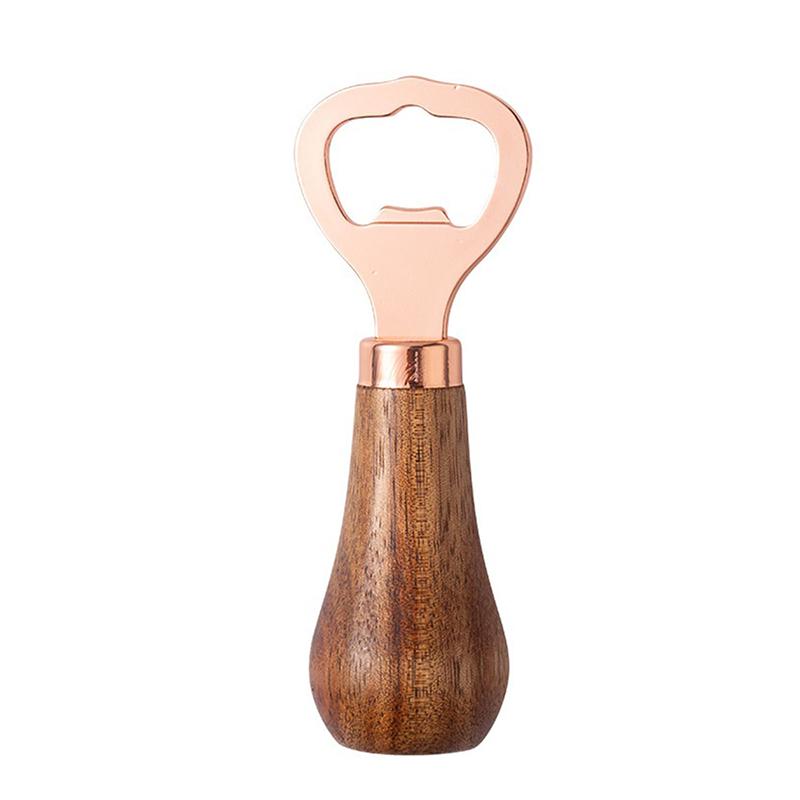 Wooden Handle Beer Bottle Opener Creative Stainless Steel Cocktail Drink Can Opener Bartender Corkscrew For Home Bar Restaurant