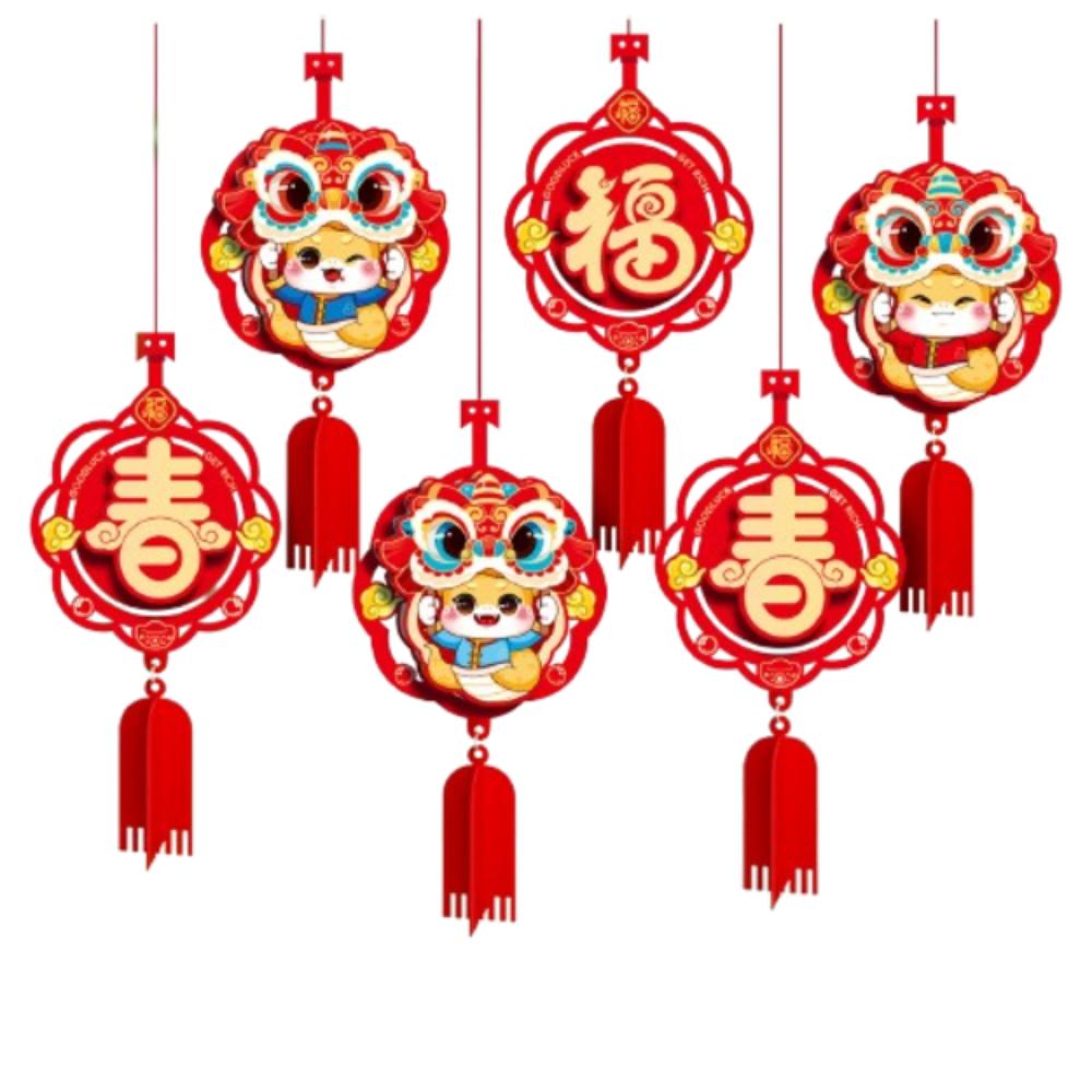 6pcs 3D Chinese Snake Year Pendants Traditional Spring Festival Supplies Home Living Room Decor
