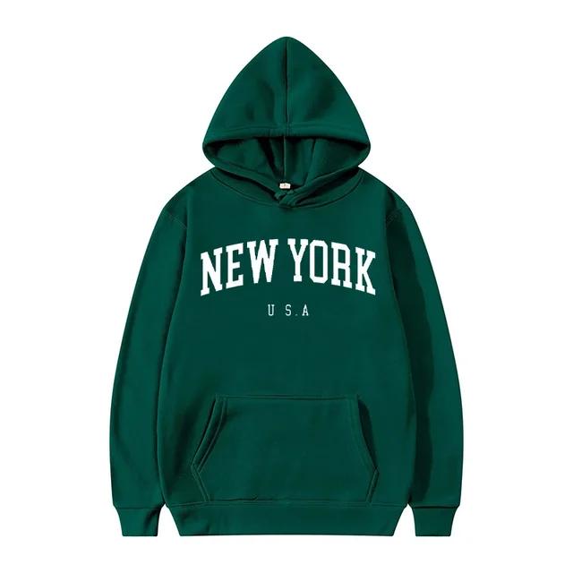 Men Women New York U.S.A City Hoodies Fashion Letter Printed Graphic Sweatshirts Loose Casual Harajuku Hooded Pullover Sportwear