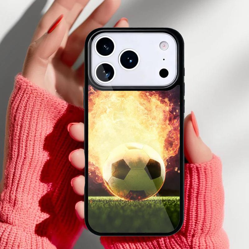 Чехол для телефона Огненный Футбольный Мяч для iPhone 17 16 15 14 13 Pro Max Задняя крышка для 12 11 Pro Coque