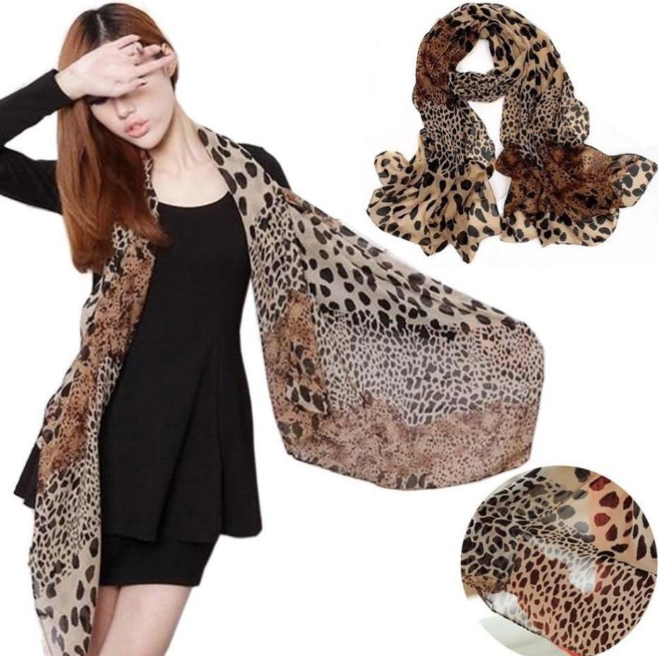 Charm Silk Lady Leopard Scarf Women Chiffon Shawl Soft Wrap Leopard Wide Scarf