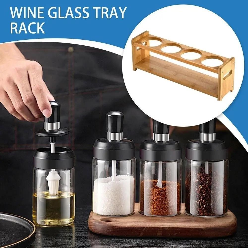Anti-Slip Glass Oil Bottle Rack Multi-Compartment Kitchen Storage Shelf Home Storage