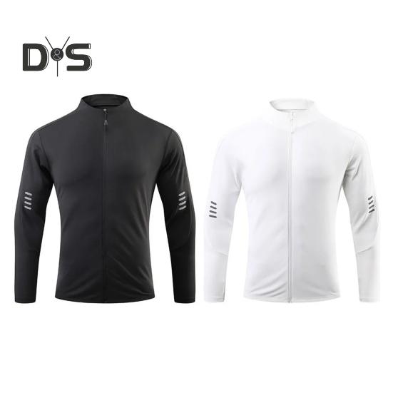 Мужское спортивное пальто с воротником-стойкой, эластичное впитывающее пот, мягкое, дышащее, быстросохнущее, однотонное, на молнии, с длинным рукавом, солнцезащитное пальто для бега в тренажерном зале