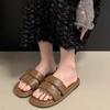 Модные плоские сандалии женские летние новые круглые носовые плетеные мягкие подошвы нескользящие износостойкие римские сандалии