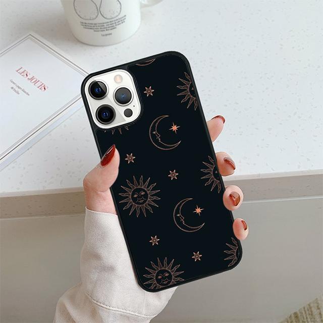 Чехол для телефона с изображением Солнца и Луны Для iPhone 17 Air 13 12 14 15 16 Чехол Для Apple 14 15 16 Pro Max Plus Coque