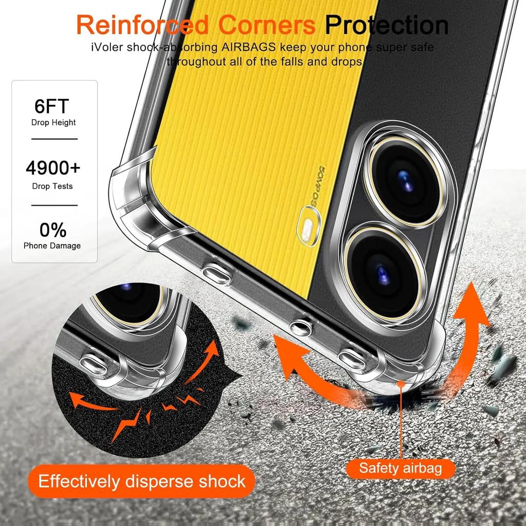 TPU Transparent Case for Xiaomi Poco F7 5G Protective Cover Four Corners Shockproof Bumper Coque Fundas