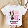 2026 Summer Minnie Birthday Childrens Tshirt Birthday Shortsleeved Tshirt Cartoon Print Tee Parentchild Clothing