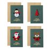 4PCS Green Style Christmas Greeting Card Set Pearlescent Paper 3D Felt Invitations  Postcards Christmas Party Gift Souvenirs ZYF
