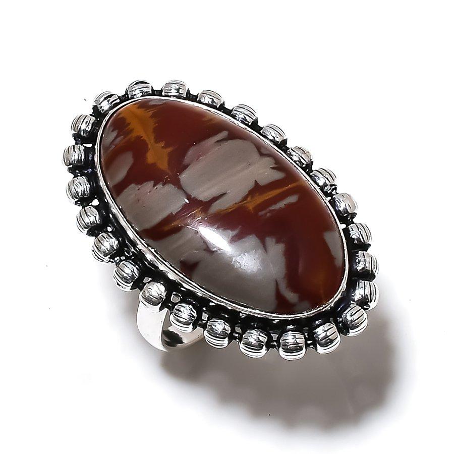 Драгоценный камень Норина Джаспер Ручная работа Серебро 925 пробы Ювелирное кольцо Размер 9 o5G25