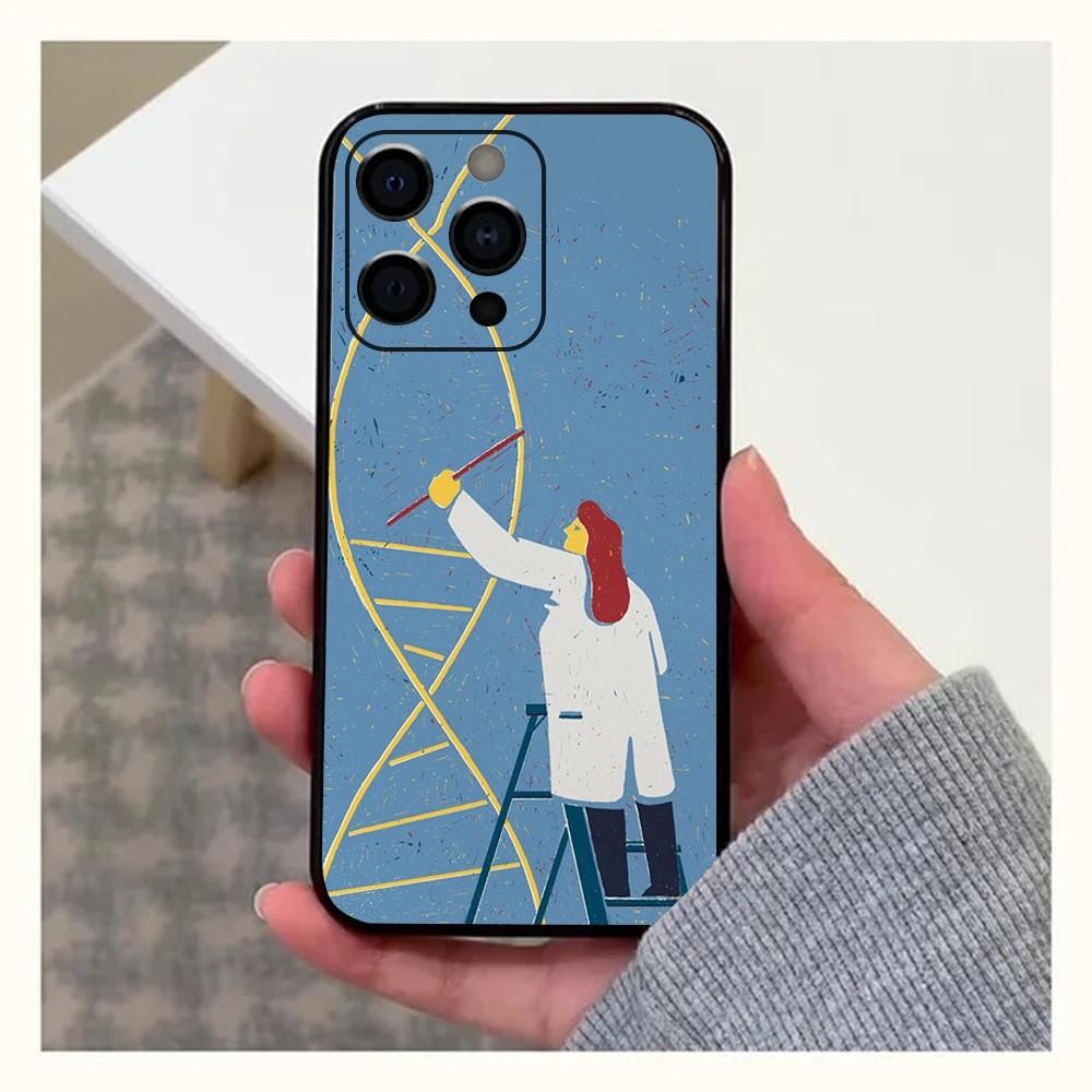 Наука ДНК Биология Чехол для телефона для Apple iPhone 15,14,13,12,11,Pro,X,XS,Max,XR,Plus,Mini Мягкий черный чехол