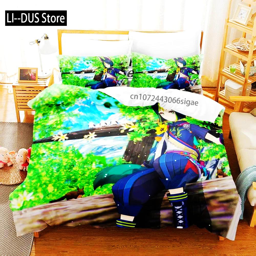 Кавайная пододеяльник Genshin Impact Тигнари для мальчиковой спальни Односпальный Twin Full Queen King Размер 2025 Покрывало Наволочка