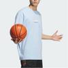 Adidas Футболка с графическим принтом и баскетбольным принтом, спортивная, с круглым вырезом, мужская, ярко-синяя, JD6404