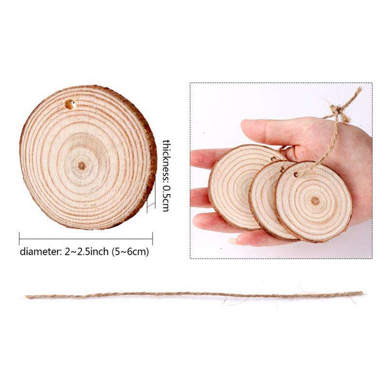 10 Natural X Wood Slice Christmas Tree Ornament Hanging Decor Diy Craft Tag Gift