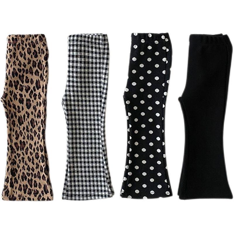 Девичьи флисовые/без подкладки расклешенные брюки - Осенне-зимний корейский стиль детские длинные брюки