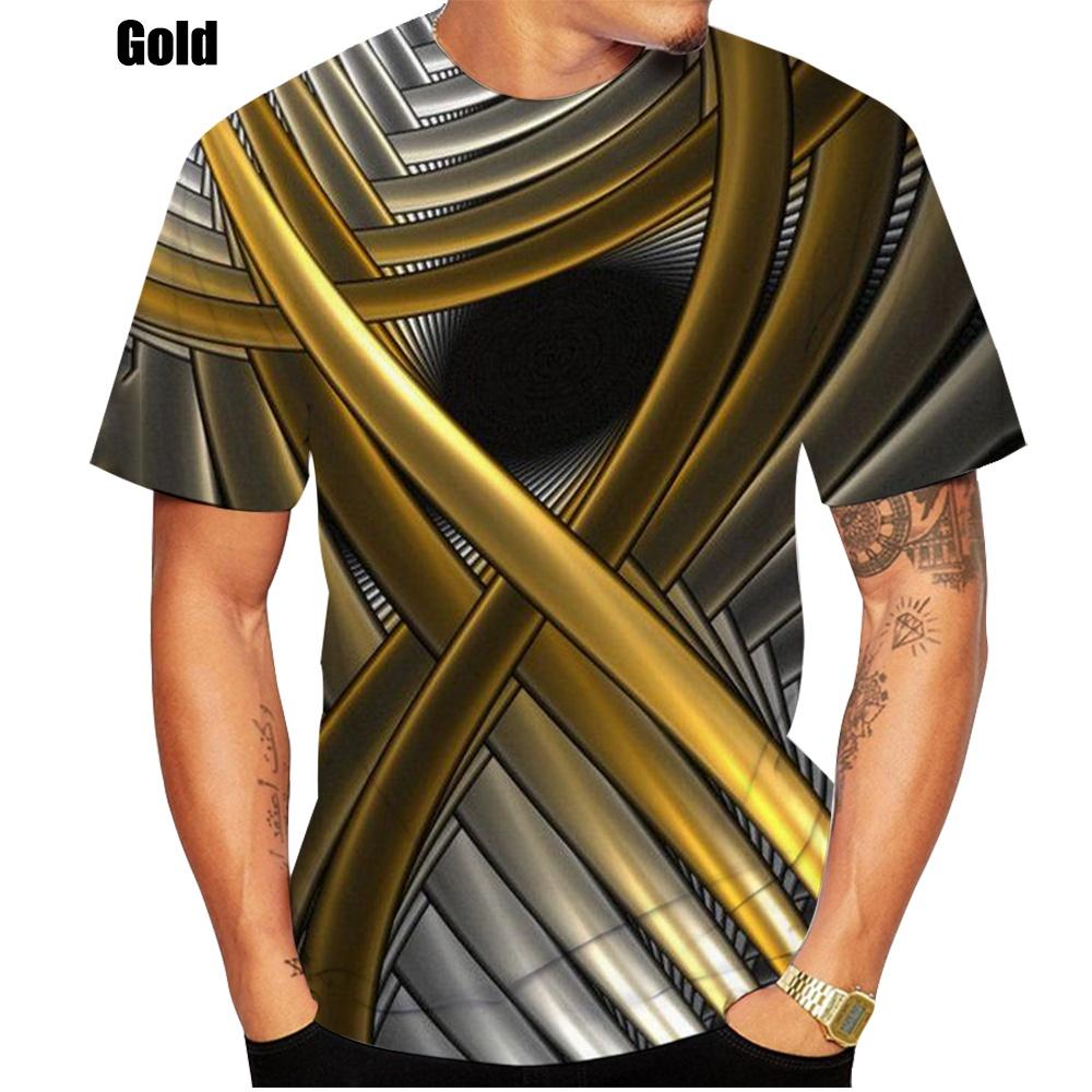 Летняя футболка с круглым вырезом, оптической иллюзией, геометрическим графическим 3D-принтом, модная, повседневная, с коротким рукавом, мужская