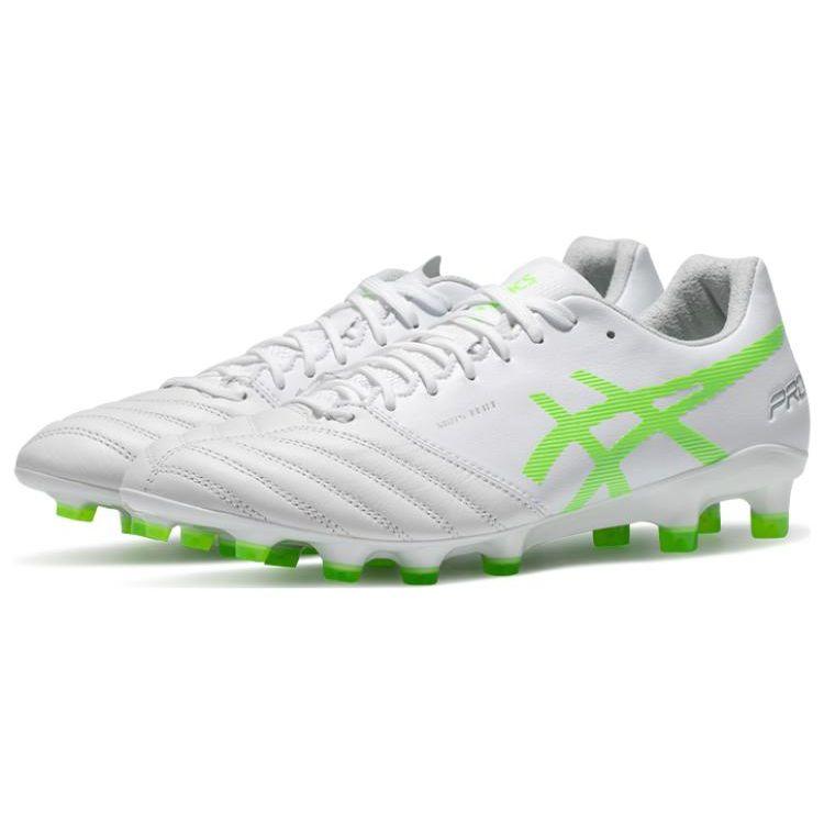 Asics Ds Light X-Fly Pro L.E.. Круглый носок, шнуровка, AG (Резиновый короткий стержень) Кожаные футбольные бутсы Мужские футбольные бутсы Бело-зеленые 1101A025-105