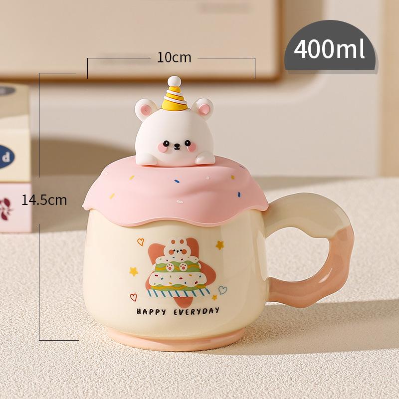 Подарок на день рождения кружка для девочек с крышкой керамическая чашка высокая ценность чашка для питья бытовая милая кофейная чашка для пары