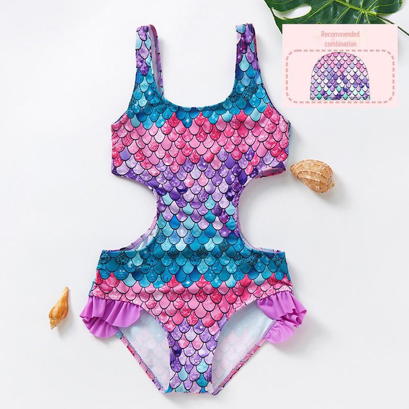 Слитный купальник для девочек с градиентным рисунком «рыбья чешуя» для возраста 3–12 лет