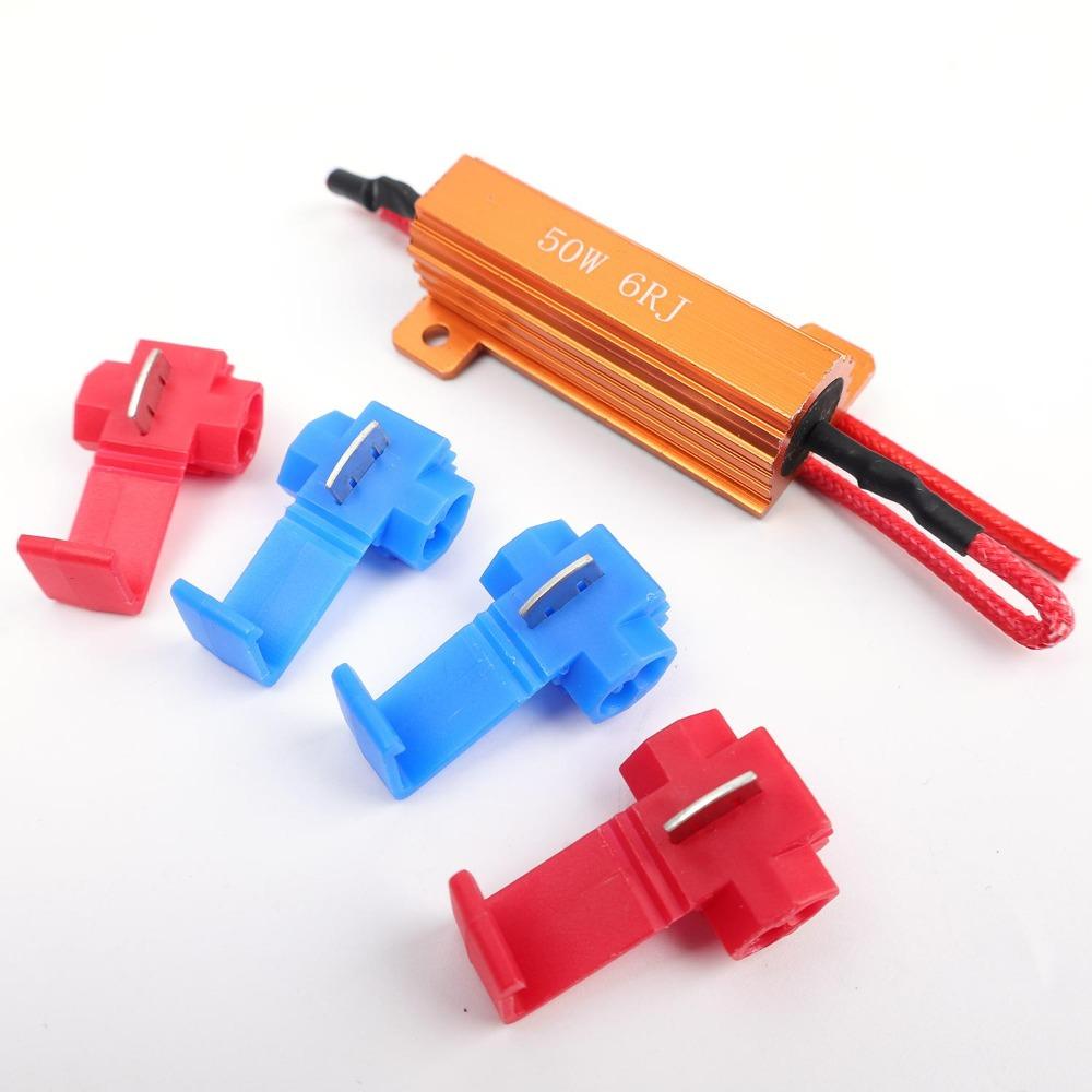 50W 6RJ LED Load Resistor Hyper Flash Fix Turn Signal Error Code Canceller Auto Decoder Car Motorcycle Warning Adapter Cables