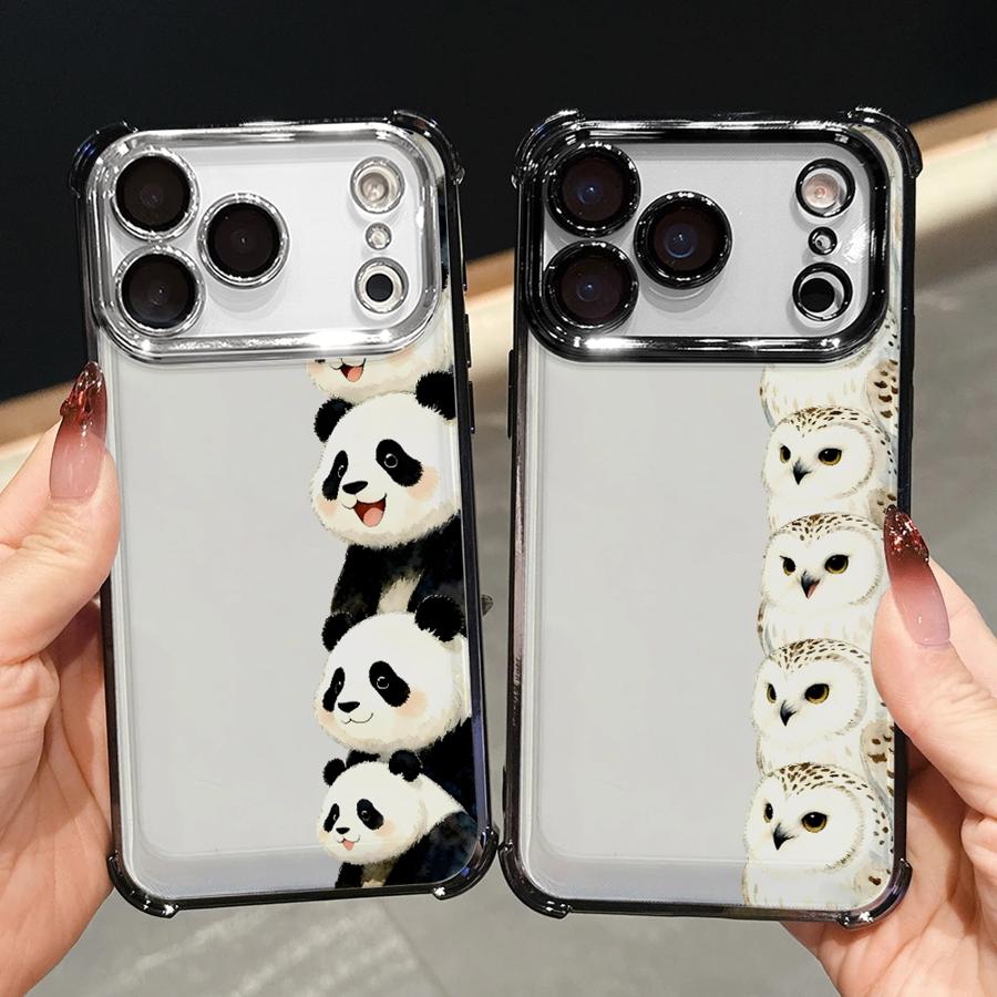 Phone Case for iPhone 13 12 11 Pro Max 17 Air 16e 16 15 14 Plus Clear Cover Panda Owl