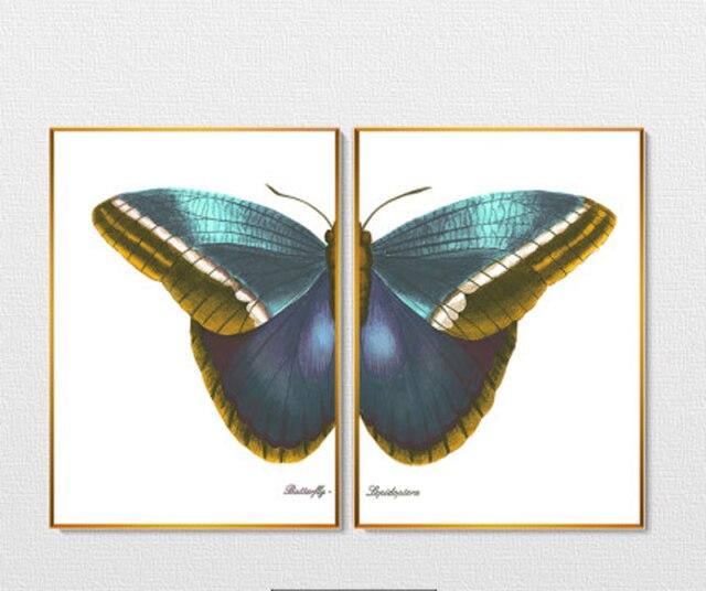 Яркий цвет крылья бабочки скандинавский скандинавский холст хлопок картина Золотая бабочка ретро комната декоративный настенный постер