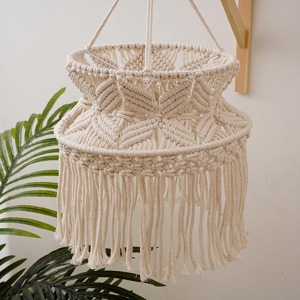 Handmade Macrame Light Shade Chandeliers Hanging Light Cover Light Shade Macrame Woven Tapestry Boho Chic Home Room Decoration