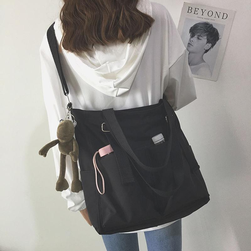 Женские холщовые сумки-шопперы, простые сумки на молнии, женские нейлоновые водонепроницаемые сумки-тоут большой вместимости, сумки на одно плечо