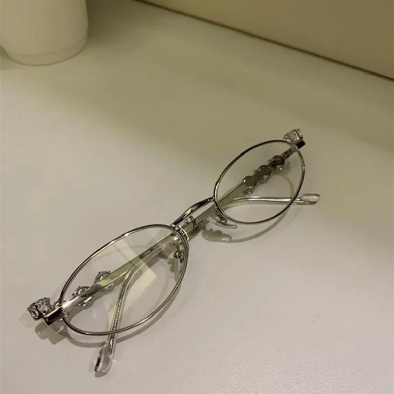 1/2 шт. большие очки со стразами для женщин и мужчин, модные винтажные очки «кошачий глаз» с металлическими овальными очками в оправе для вечеринок
