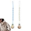 FineGood Pacifier Set of Wooden and Silicone Pacifier Straps with Easy To for Boys and Soothes and Prevents Dropping Holder, 2, Rust-Resistant Clips,