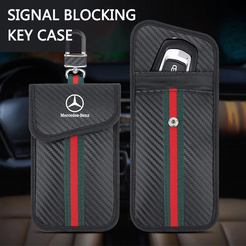 OQA4 Faraday Key Bag Protector Car RFID Signal Blocking Anti-Theft Pouch For Mercedes Benz AMGW204 W205 W212 W213 W221 W177 W246 GLA