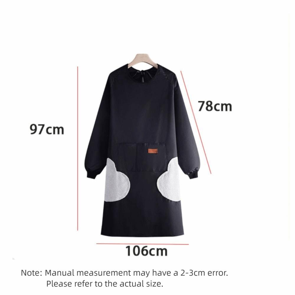Functional Solid Color Kitchen Cooking Apron Long Sleeve Multiple Pockets Household Apron Waterproof Baking Overalls Restaurant