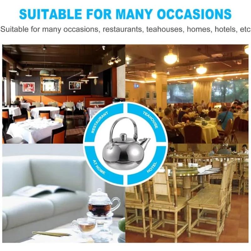 Stainless Steel Water Kettle Tea Pot with Handle Large Capacity Teapot Household Teakettle Coffee Pot for Hotel Camping Cookware