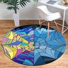 Colorful Geometric Mandala Stained Glass Window PanelRound Non-Slip chair mat chair carpet for office Rugs for Office Decor Gift For Valentine's Day M