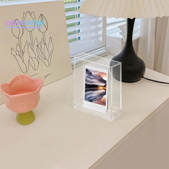 Прозрачная фоторамка, двусторонняя, видимая, пылезащитная, с пазом на основании, сверхмощная настольная 3-дюймовая рамка для мгновенного отображения фотографий с камеры