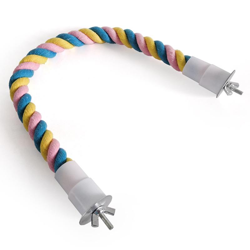1PC Pet Bird Bite Toy Parrot Color Cotton Rope Toys Elastic Parrot Climbing Toys Sturdy Bird Swing rope Pet Cage Toy Swing Stand
