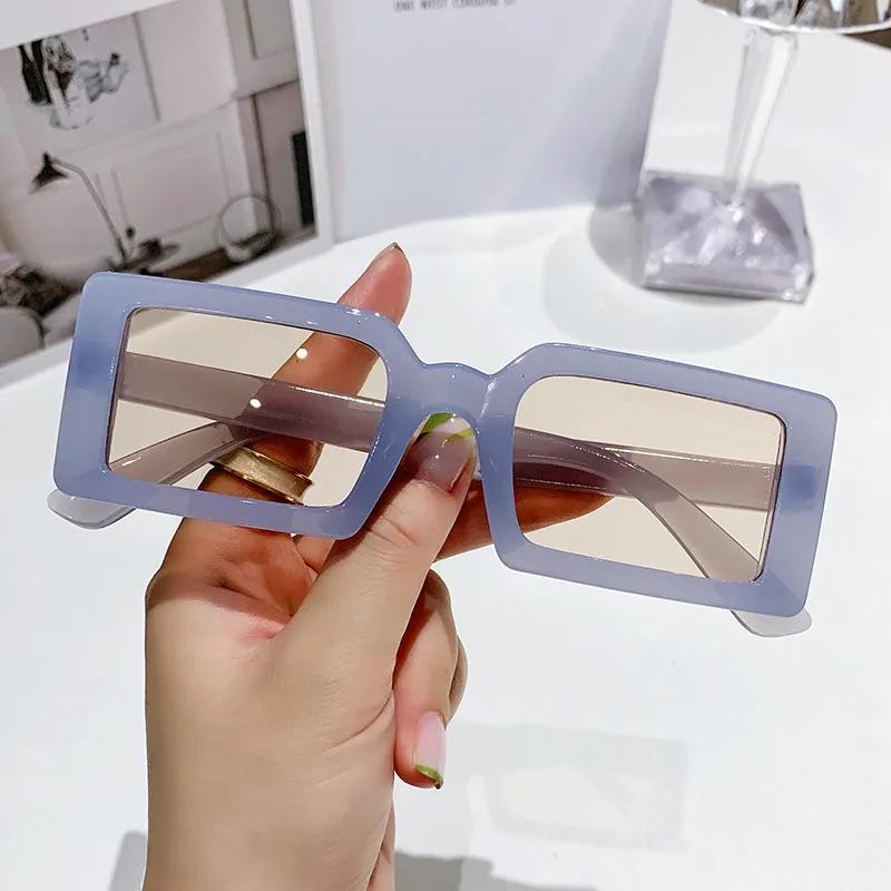 New Small Rectangle Frame Sunglasses Women'S Fashion Jelly Color Sun Glasses Summer  Travel Eyewear Uv400