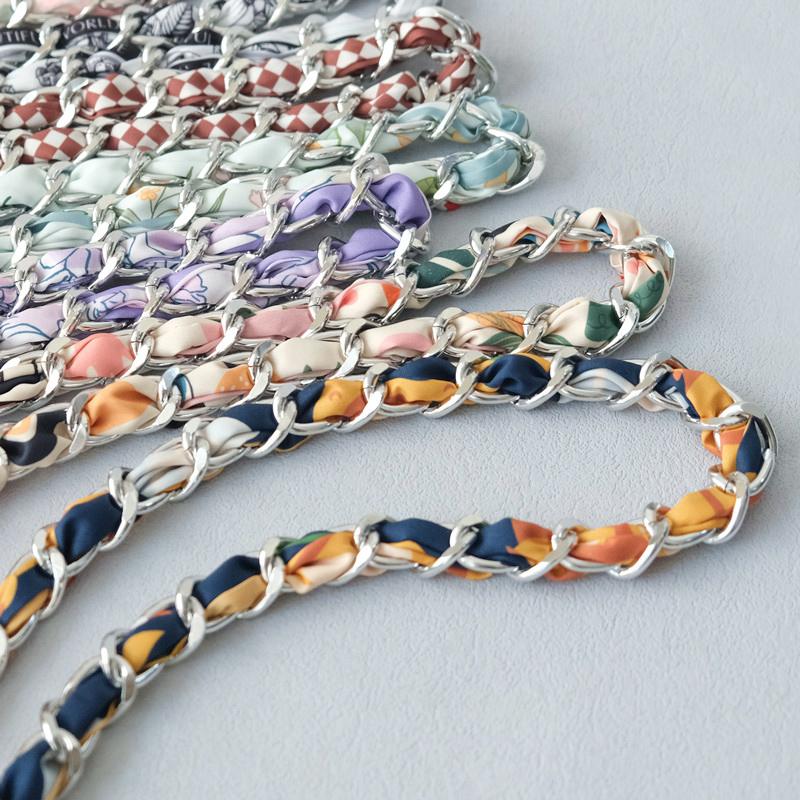 Новый модный бренд женские сумки аксессуары цепи съемные цветочные золотые серебряные металлические шелковые ремешки женские DIY цепи ручки для сумок