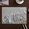 Placemats Gold Anti-Scalding Hollow Out Rectangle Table Dinning Mat Heat Resistant PVC Metallic Pad Place Mats for Kitchen