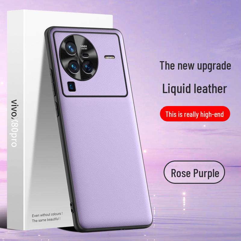 Чехол VivoX80pro из жидкой кожи: Защитный чехол от падения, противообрастающий, цельный. Идеально подходит для вашего телефона!