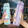 1PC Hustle Fitness Workout Girl Quote Print 750ml Color Plastic Sports Water Bottle Leakproof Flip Straw Lid Suitable for Sports Office Home Use