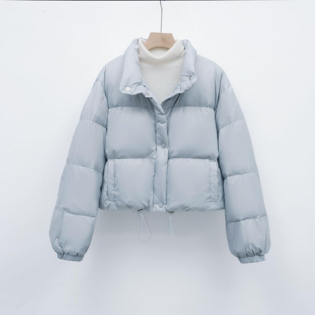 Зимнее женское пальто, однотонное, простое, утолщенное, с коротким воротником-стойкой, куртка из утиного пуха