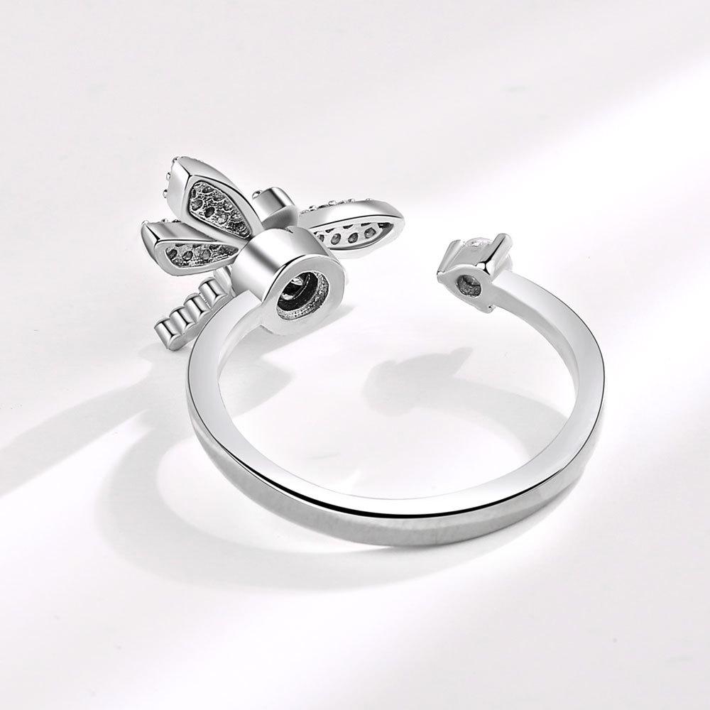 Spinning Zircon Dragonfly Open Ring Personalized Fashion Jewelry For Women Adjustable Finger Band