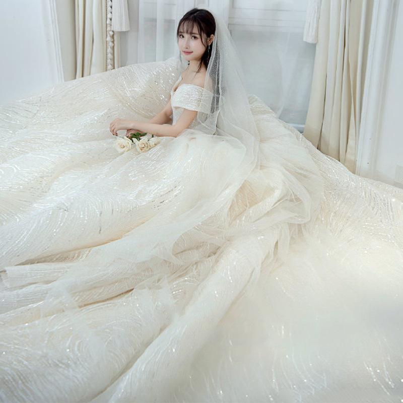 Звездное свадебное платье с V-образным вырезом - Роскошное платье в стиле Одри Хепберн, Сверкающее бальное платье принцессы с длинным шлейфом