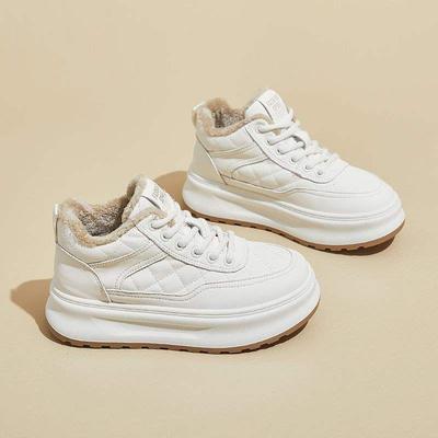 2025 зима новые бархатные утолщенные маленькие белые туфли женские ins студенческие спортивные и повседневные кеды теплые и универсальные