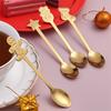 4Pcs Christmas Coffee Spoons with Gift Box Stainless Steel Snowman Star Dessert Spoons Teaspoons Cutlery Spoon Christmas Gift