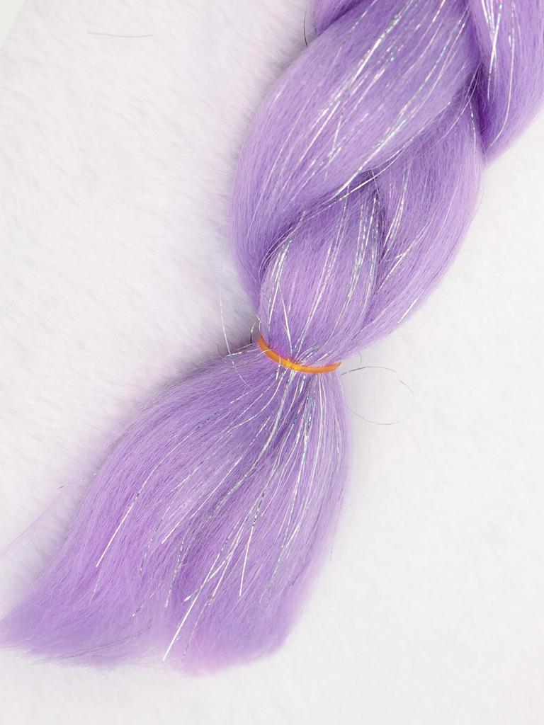 24-дюймовые синтетические волосы для плетения, микс, мишура, блестки, фиолетовые, светло-фиолетовые, синтетические волосы для наращивания, большие косички, 1 шт.