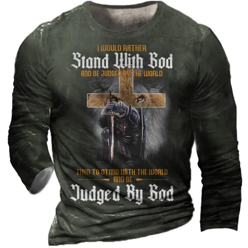 Футболка «Христос Иисус» для мужчин, хлопковая футболка с 3D принтом, одежда с длинными рукавами, уличная одежда, винтажный топ, футболка, мужская одежда